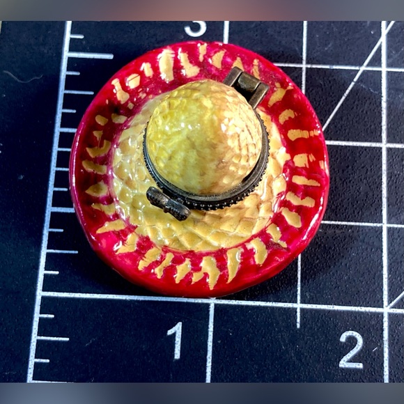 Vintage Sombrero With Lemon Wedge Limoges Style Hinged Trinket Box - Picture 3 of 12